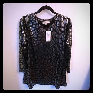 Michael Kors open shoulder long sleeve top as 2x